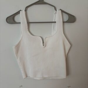 glassons white ribbed stretchy cropped tank top🤍
